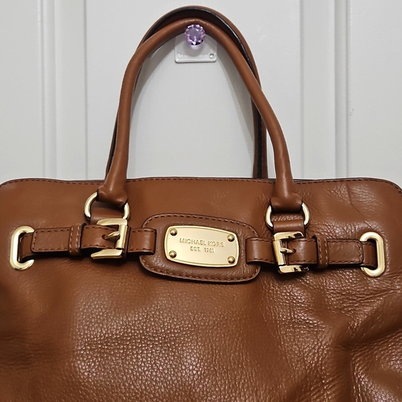 Michael Kors Leather Hamilton Satchel Tote Shoulder Bag - Picture 5 of 13